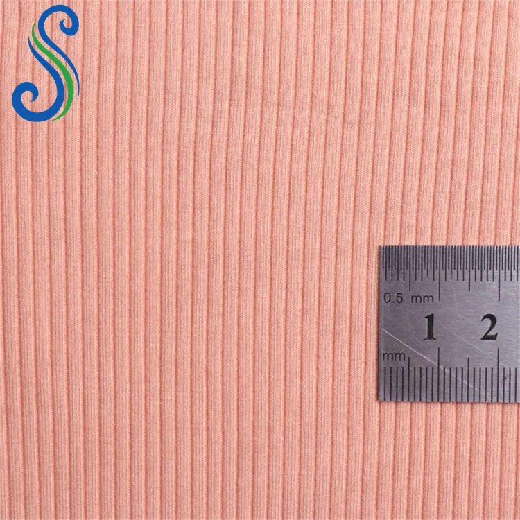 Wrinkle Resistant 4x2 Rib Bamboo Organic Cotton Spandex Knitted Fabric for Women Clothes