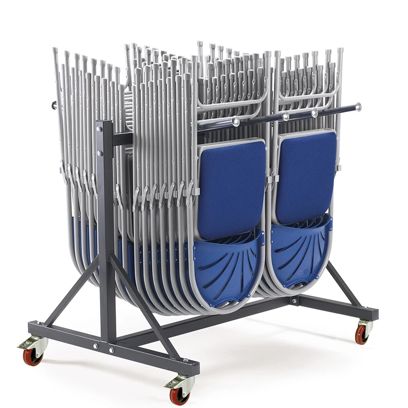 Factory ODM Carbon Steel Storage Stacking Warehouse Hotel Trolley Cart OEM Wedding Banquet Folding Chair Cart Trolley Dolly