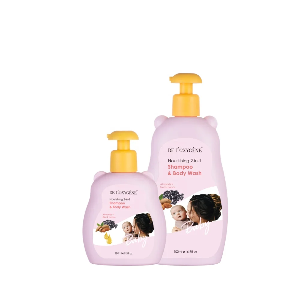 Natural Organic Baby Bath Gel 2 in 1 Nourishing Skin Care Herbal Shampoo Shower Gel in Pink Pump Bottle