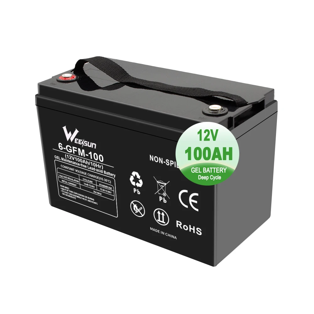 Factory direct sale vrla regulated deep cycle ups gel 12v 100ah dry cell  lead acid battery  inverter 6-fm-100 rv solar battery