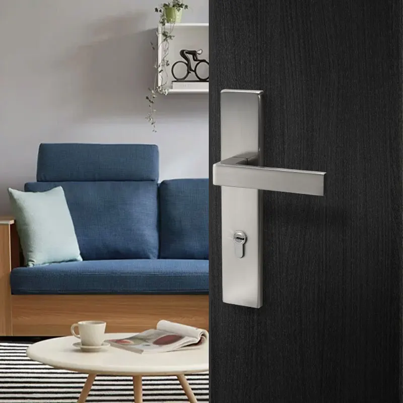 Yonfia A8198 P11L  rts Matt Brushed Nickel Hollow Entrance Door Handles Lock With Keys