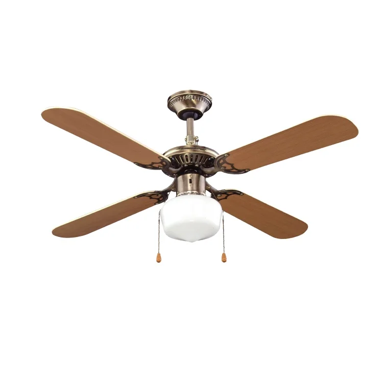 CE GS ROHS CB Certificate Electric AC  4 Blades Pull Chain Switch Control 42Inch Ceiling Fan With Led