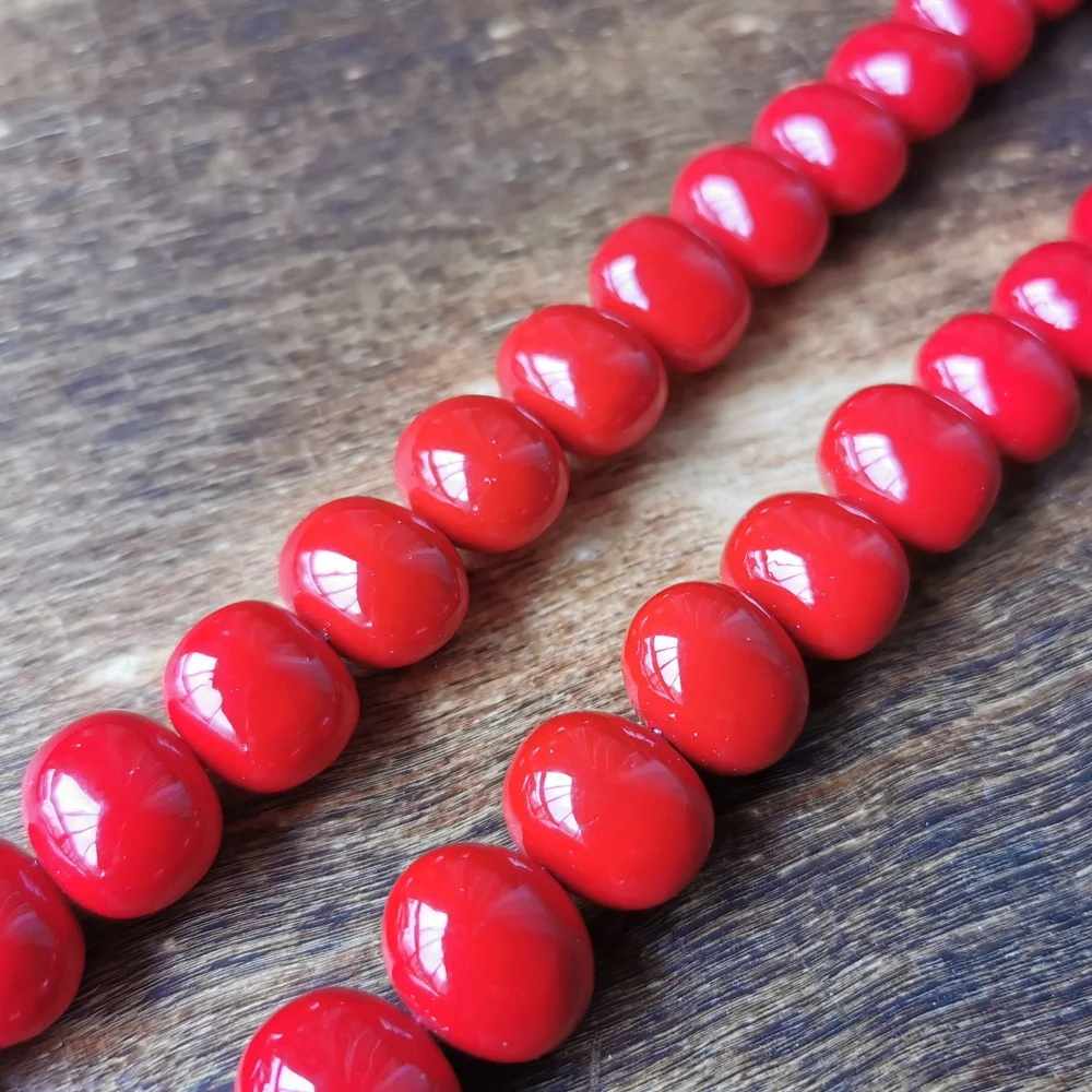 Red Shell Pearl Necklace 10mm Wine Red Round Shell Beads Necklaces Single Strand Jewelry for Women