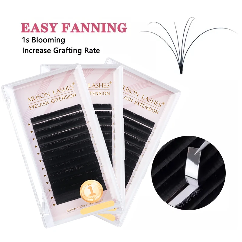 stock extreme black easy fan volume auto fan mink individual lashes easy fan lashes eyelash extension
