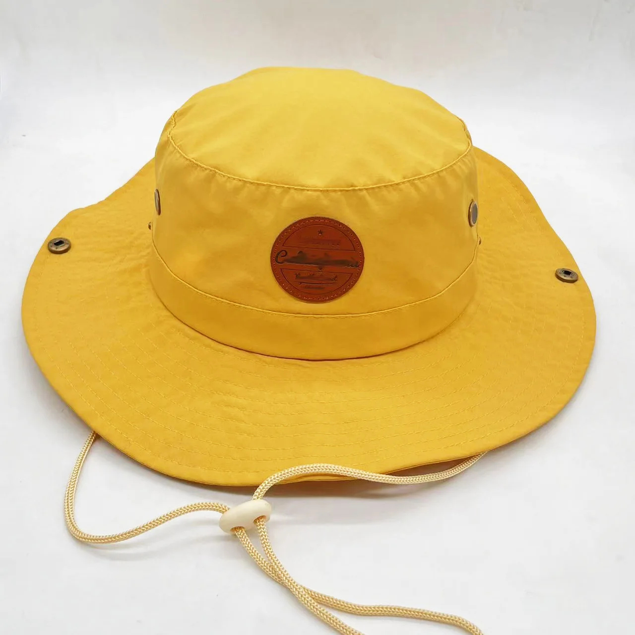 Custom Printed Logo Cap Outdoor Waterproof Boonie Fisherman Hat Wide Brim String Bucket Hat Nylon fast dry Fishing Hat