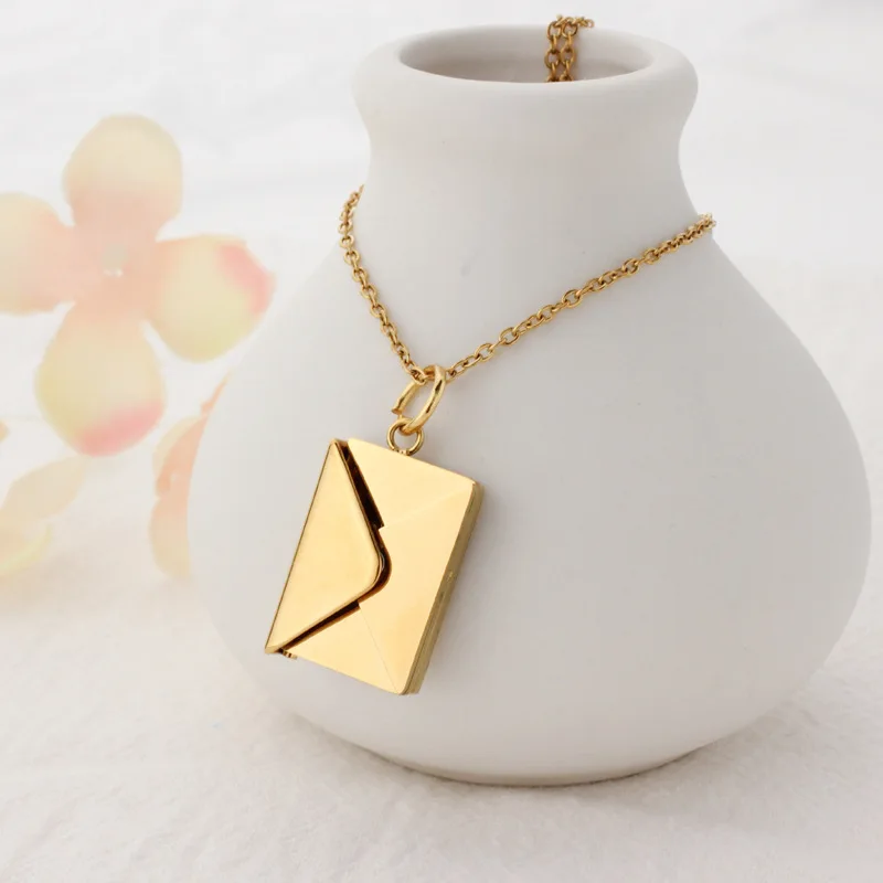 Free samples Loftily Hot Sales Little Slots Necklace Home Envelopes Love Letter Locket Nameplate Mail Pendant Necklace