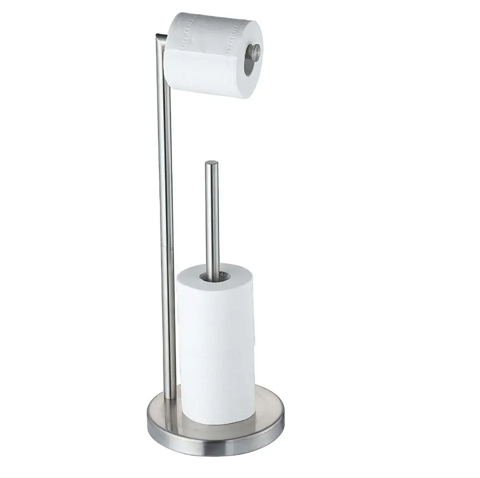 Free Standing Black Toilet Paper Holder with Shelf Floor Standing Stainless Steel Toilet Roll Tissue Holder Gold for Bathroom