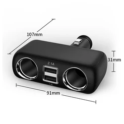 Manufactory Wholesale 12v/24v Car Cigarette Lighter Socket Splitter Charger Power Adapter USB Port with LED Light
