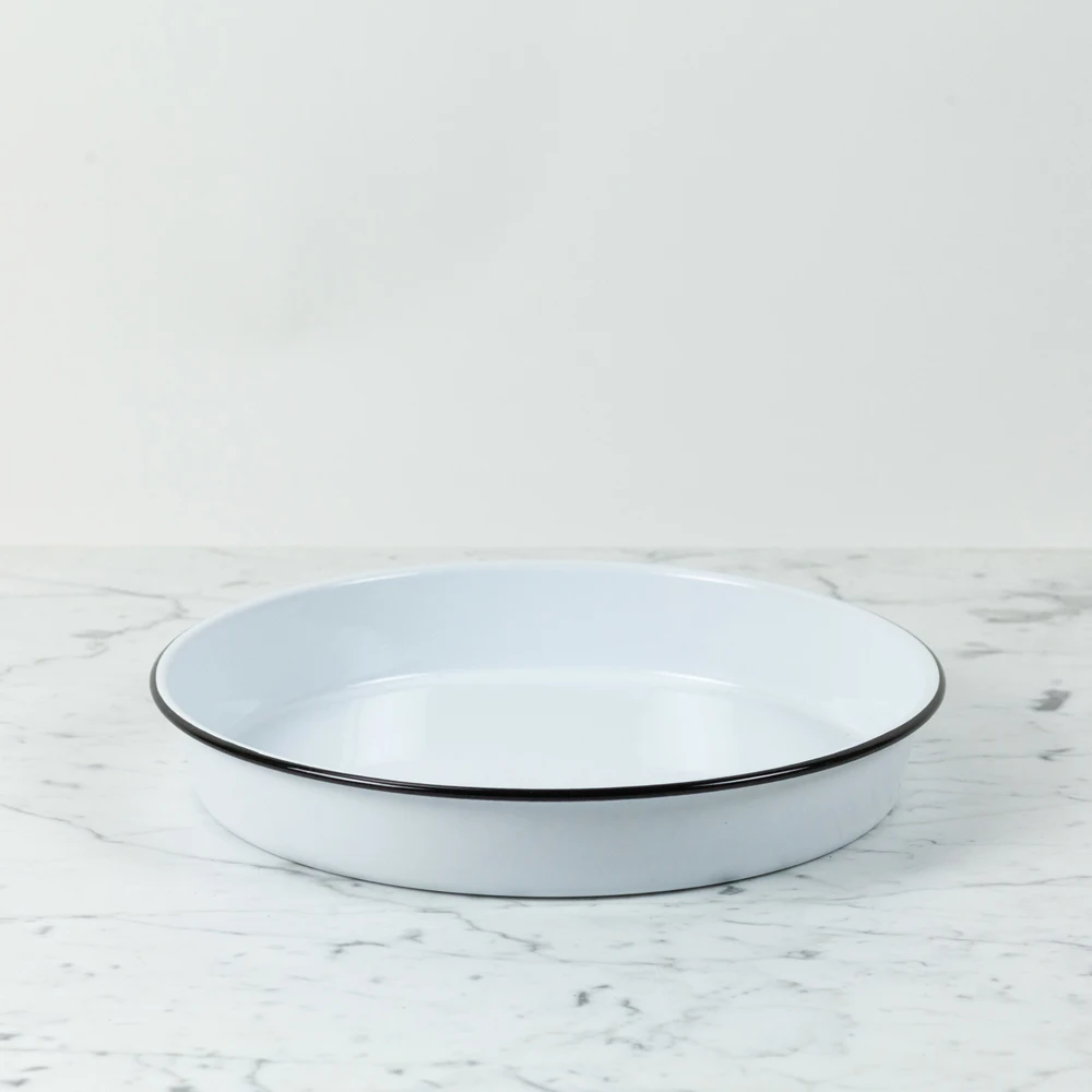 OEM size assorted amazon ebay shopify black enamel metal baking roasting food tea cast iron steel tray