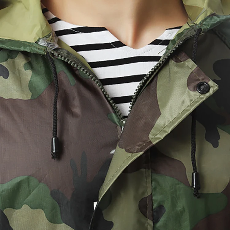 
Outdoor Military Woodland Fashion Camouflage Polyester Raincoat 