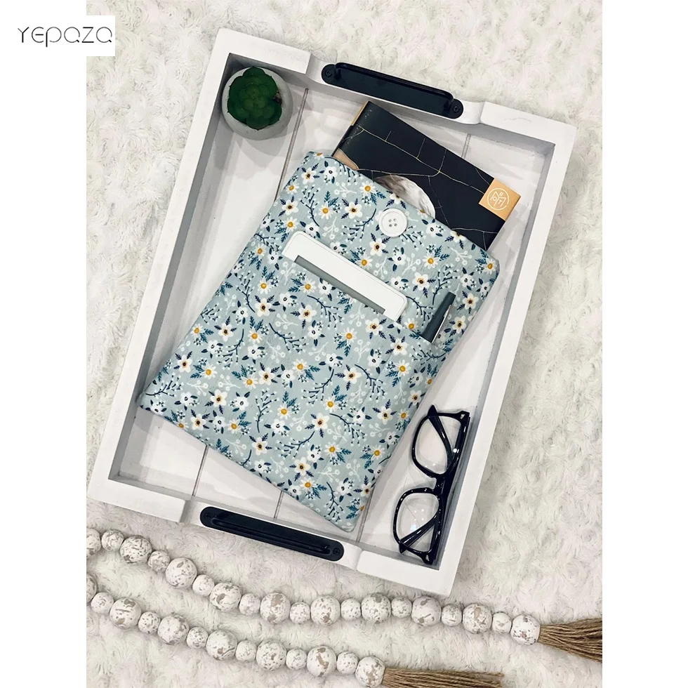 Premium quality soft custom design sublimation print reusable padded book sleeves protectors with outside pockets for pen