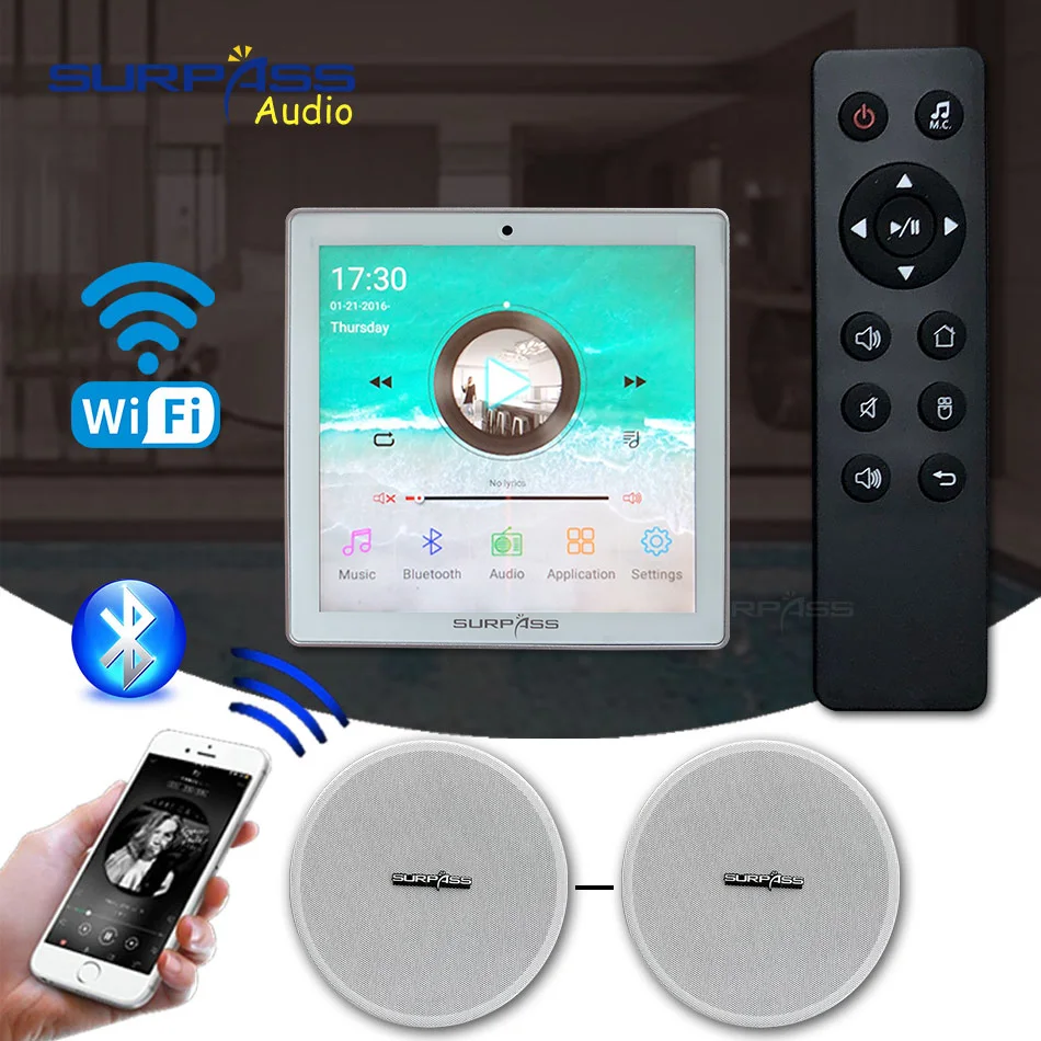  Wi-Fi MP3 аудио плеер Усилитель Смарт домашняя система фоновой музыки усилитель стены с потолочный громкоговоритель