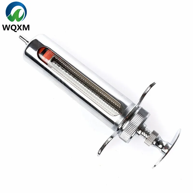50ml Adjustable Short Type Stainless Steel Animal Syringe Husbandry Veterinary Animal Poultry Vaccine Injector Syringe