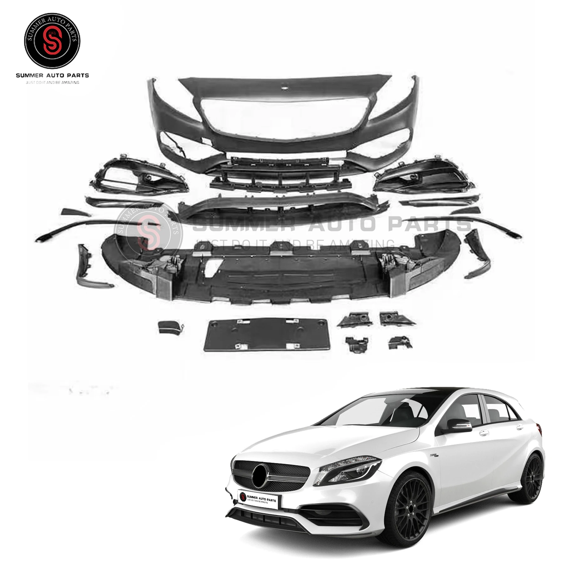 Hot selling front bumper real bumper side skirts AMG body kits For Mercedes Benz A class  W176 A45