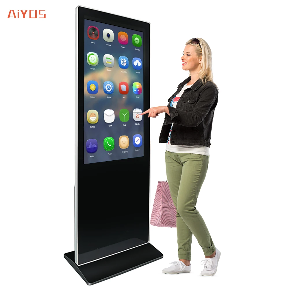 43 Indoor Slim Design Floor Stand Advertising Kiosk Digital Signage and Display WiFi Network Display Touch Screen Kiosk