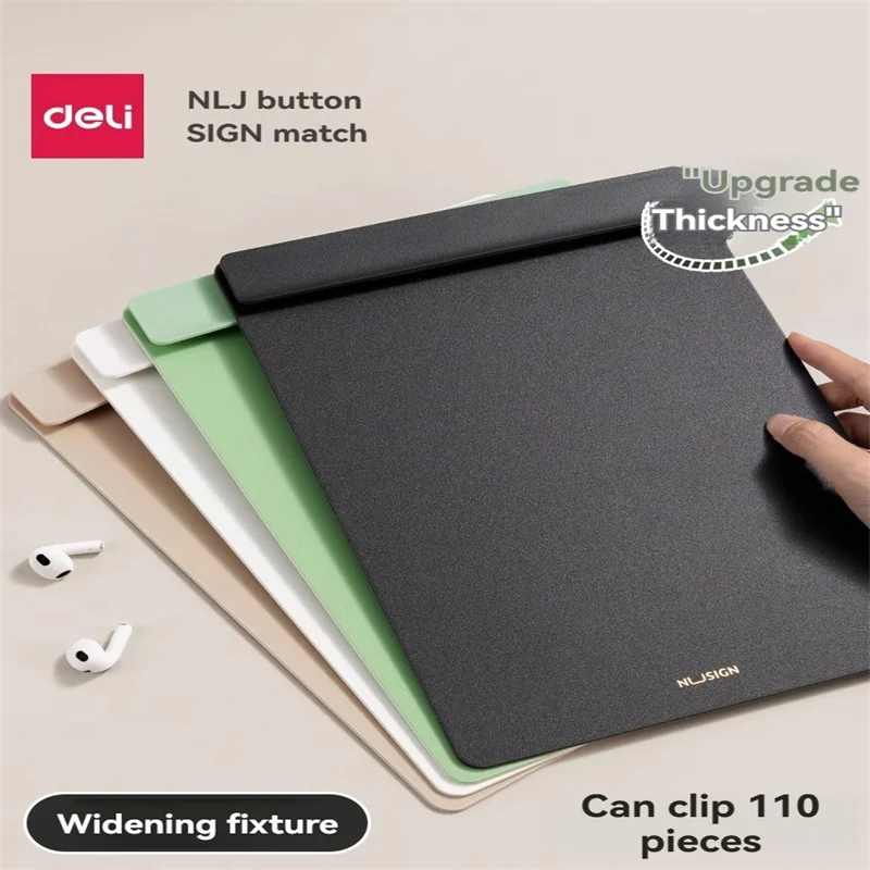 Deli NS501 Clip Folder Green 2 Student Use Splint Paper Writing Thickened Writing Board Widened Clamp Pad Office Supplies A4