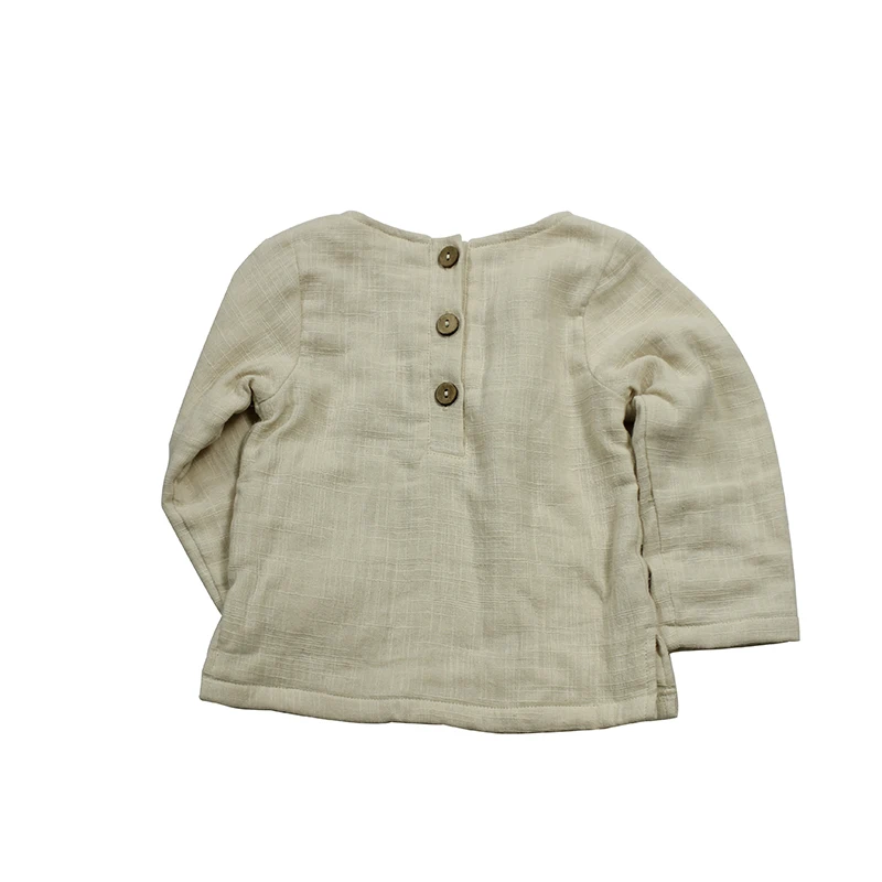 
2021 new design children clothing solid long sleeve muslin cotton blouse kids shirts 