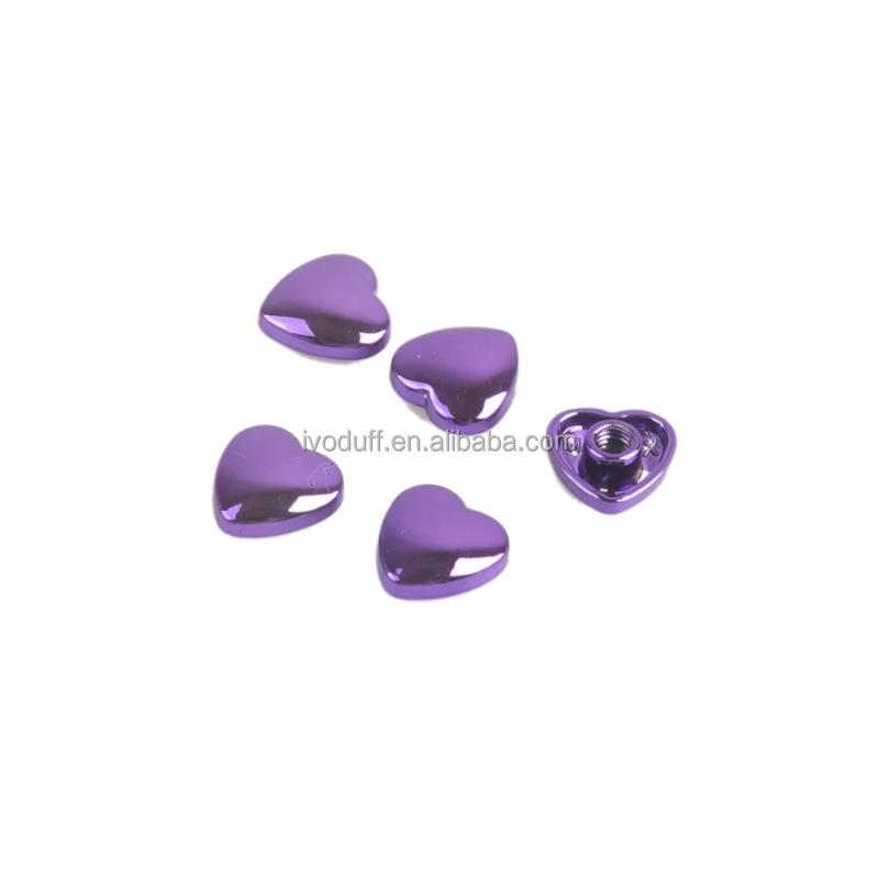 Various Color 10mm Metal Heart Shape Handbag Garment Leather Screw Rivet Stud
