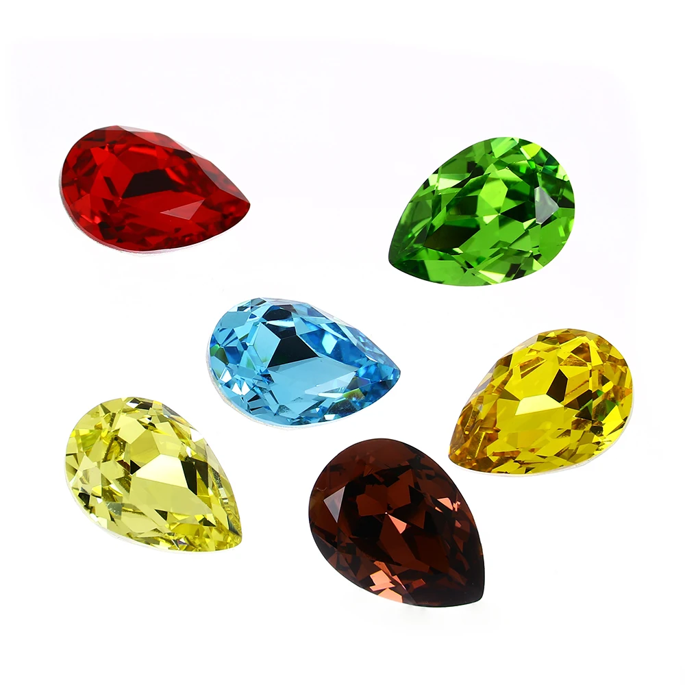 High Quality Tear Drop Shining K9 Point Back rhinestone Crystal Fancy Stones for Necklace