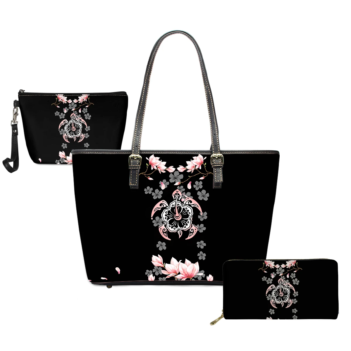 
Pink Gradients Luxury Ladies Cosmetic Bag Polynesian Tribal Print Women Handbag and Purse Hawaiian Style Wholesale Sea Turtle 