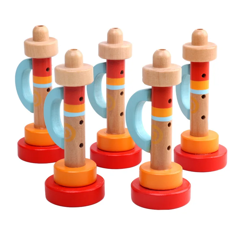 Wooden trumpet 0-3 years old sound early education toy wooden musical instrument