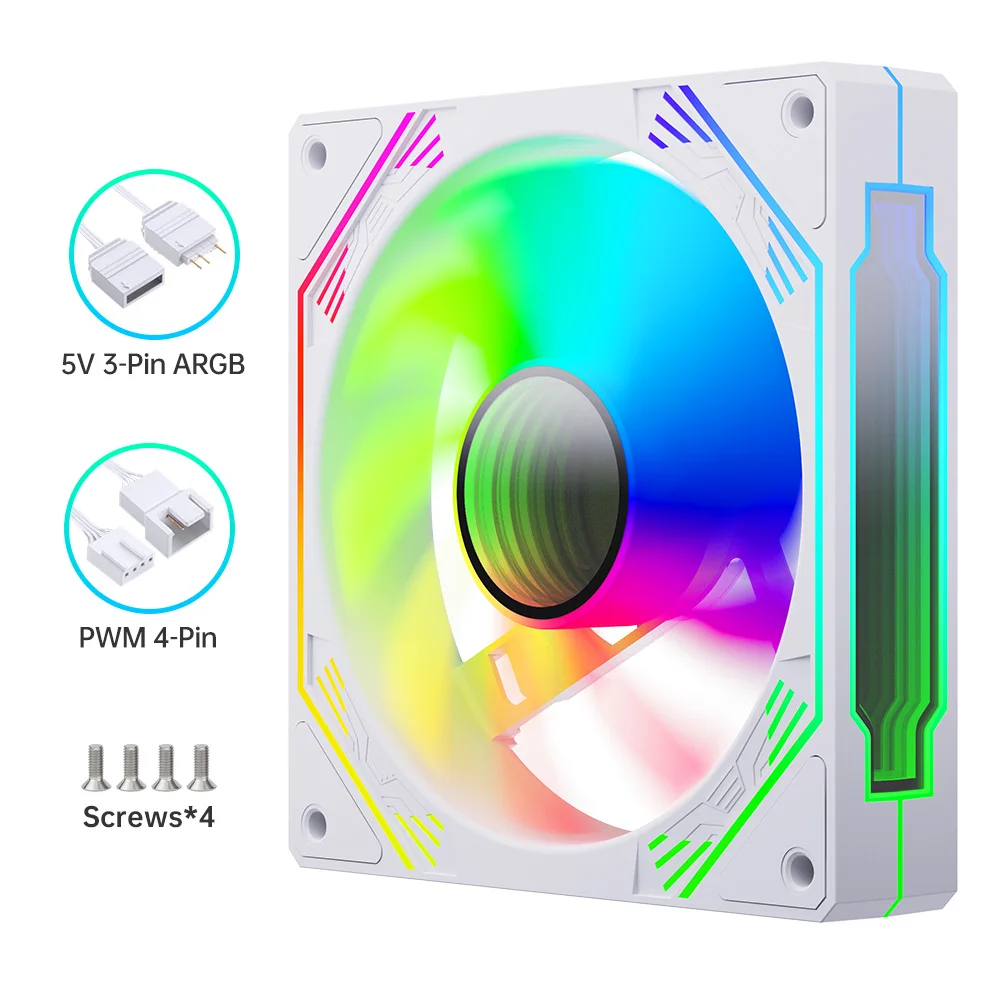 SNOWMAN 2024 High Performance Computer Case Fan ARGB 120mm Gaming PC Fan Silent Efficiency Fan For Computer Case White