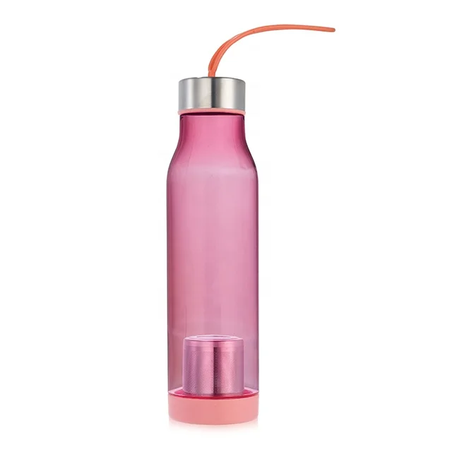 Plastic Water Bottles Manufacturer Simple Model Water Drinking Bottle With Tea Infuser Stainless Steel Infuser