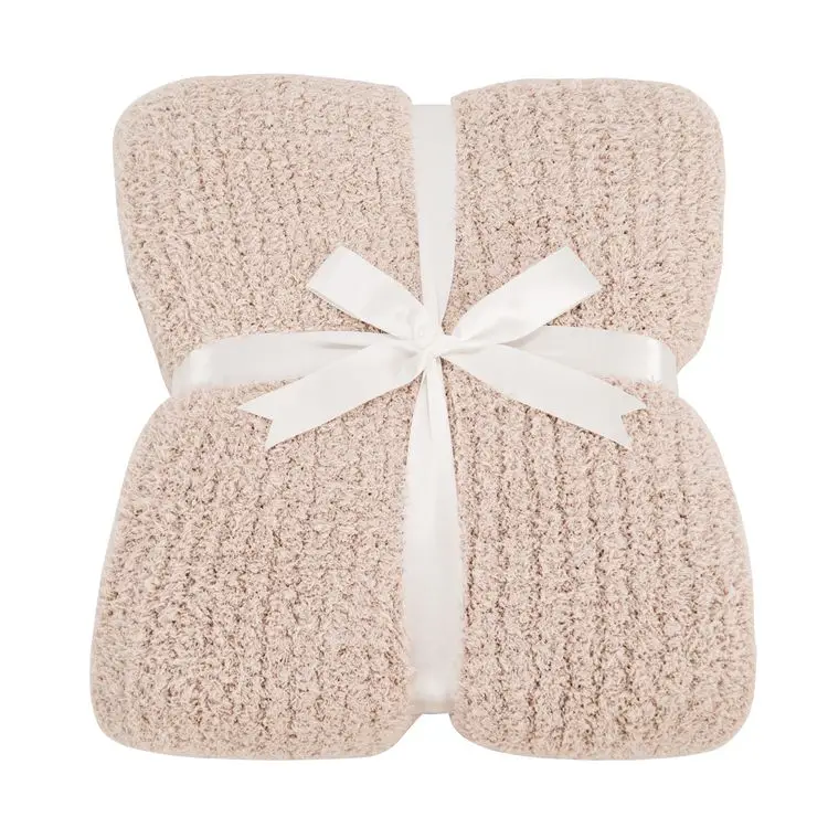 Уютное ультрамягкое пушистое одеяло в полоску из 100% полиэстера в форме облака, оптовая продажа, большое зимнее вязаное покрывало