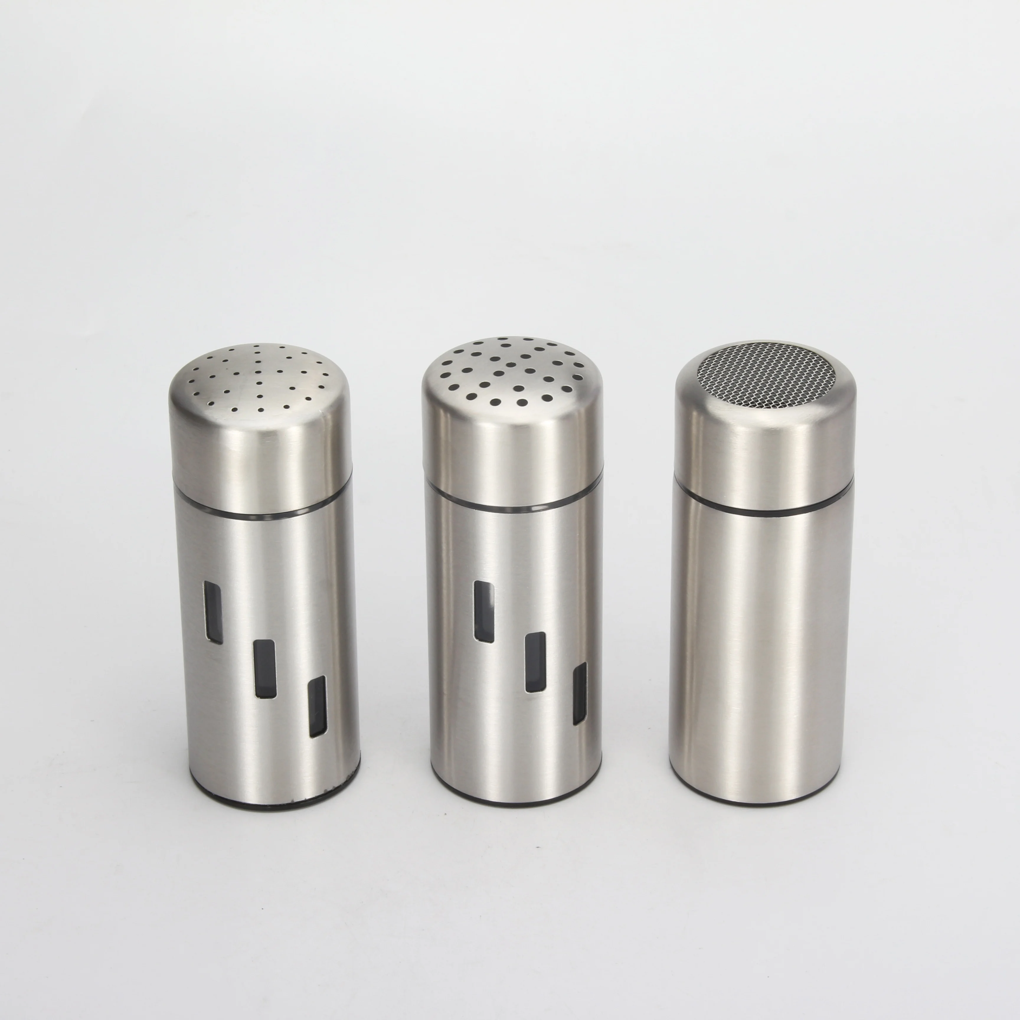 Stainless steel salt and pepper shaker powdered sugar and cocoa/chocolate shaker Spice Tins