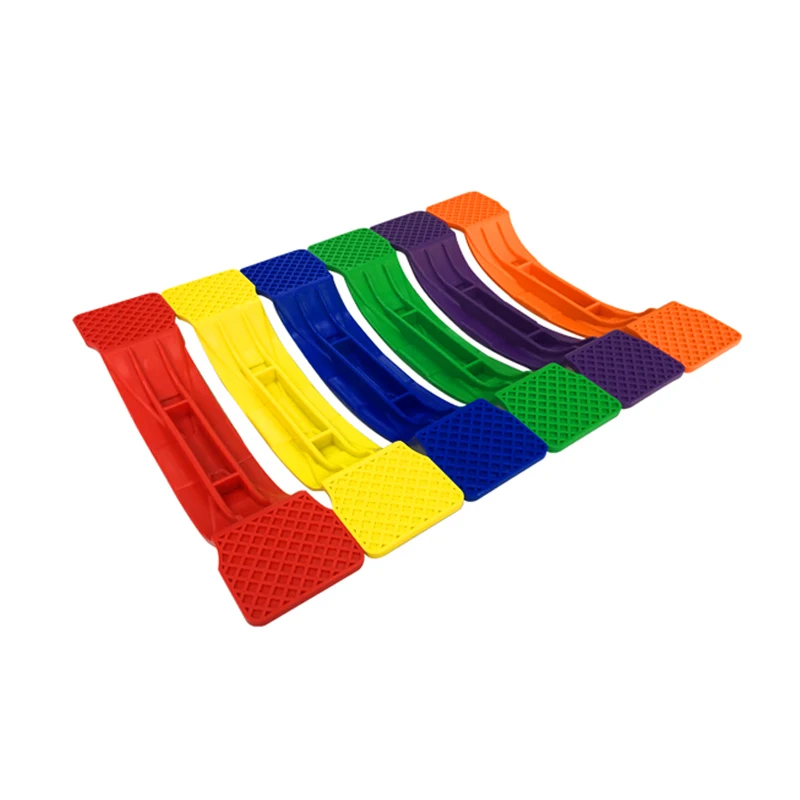 
Kids sport equipment rainbow color rock balance toy 6 pcs Agility Balance Board for kindergarten indoor game 