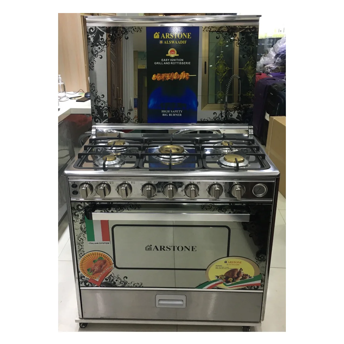 Отдельно стоящая газовая плита с 5 горелками, газовая плита для приготовления пищи