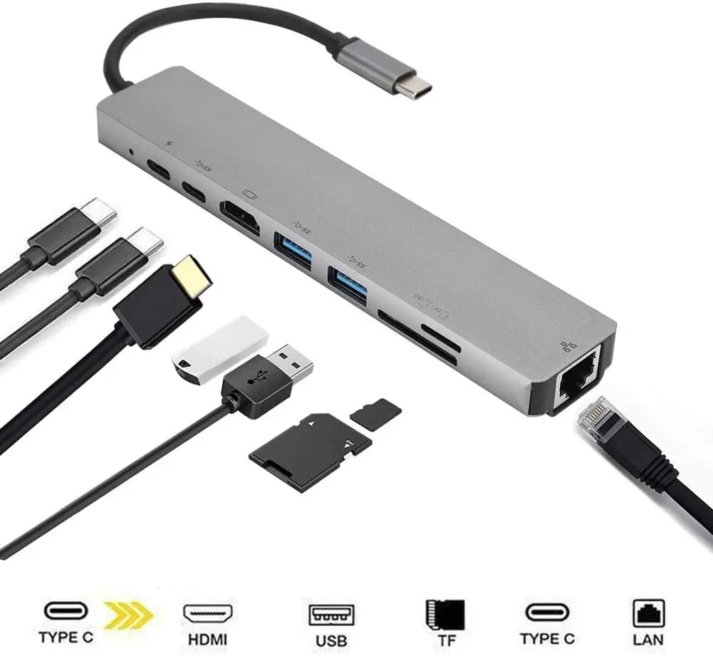 8 в 1 док-станция для ноутбука с USB 3 типа