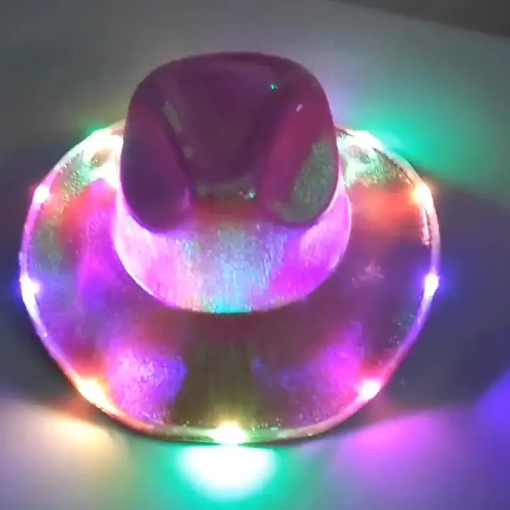 Handmade Bull Light Up Cowboy Hat Flashing El Wire Colorful Party Caps Wholesale Party Fashion Sequin Glow Hat