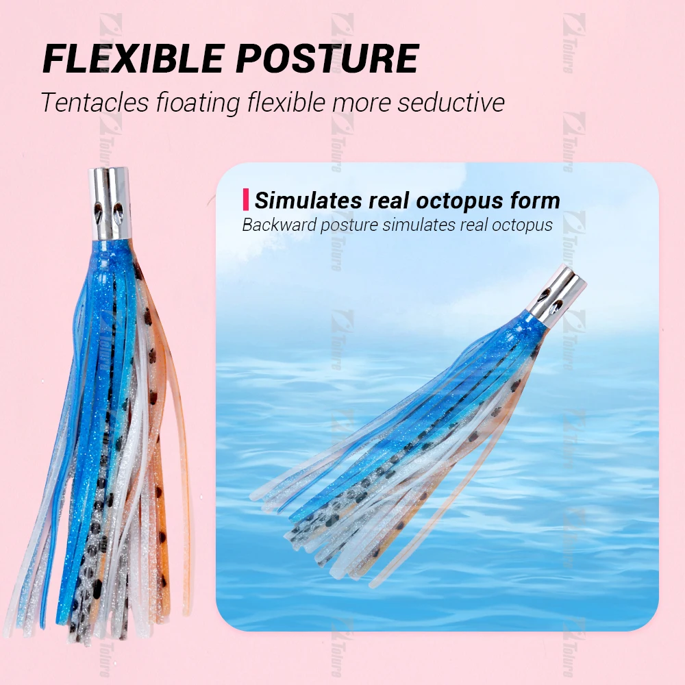 Tolure Octopus Skirts Tuna Soft Trolling Lures 56G 180MM Topwater Sea Fishing Saltwater Marlin Lure Rigged Trolling Lure