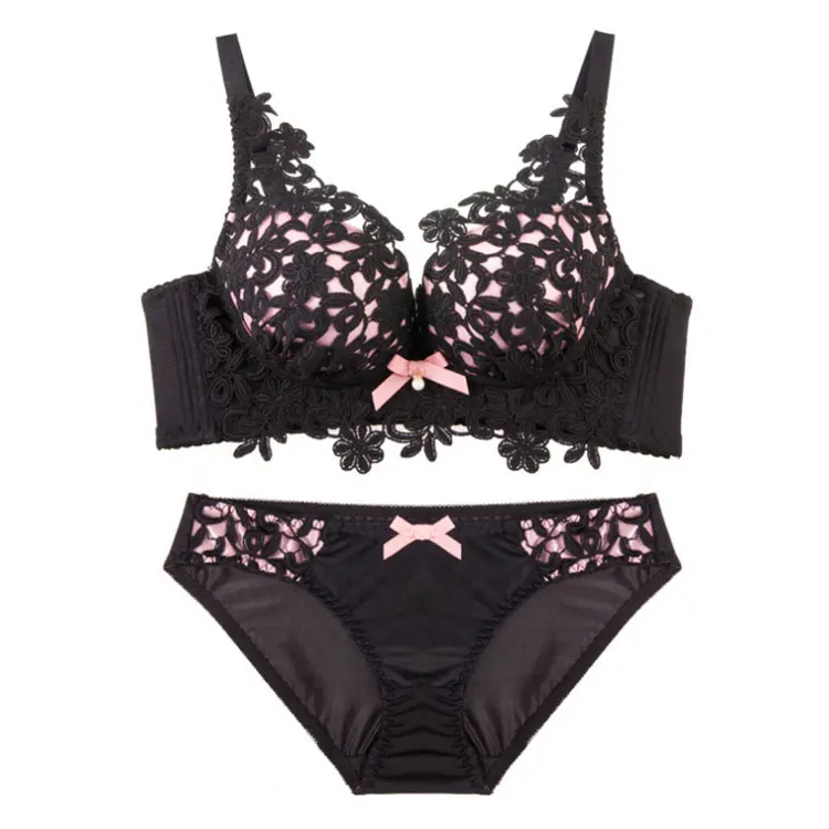 Новый дизайн, кружевной бюстгальтер пуш-ап с цветами для взрослых, женское нижнее белье, комплекты бюстгальтеров и трусиков