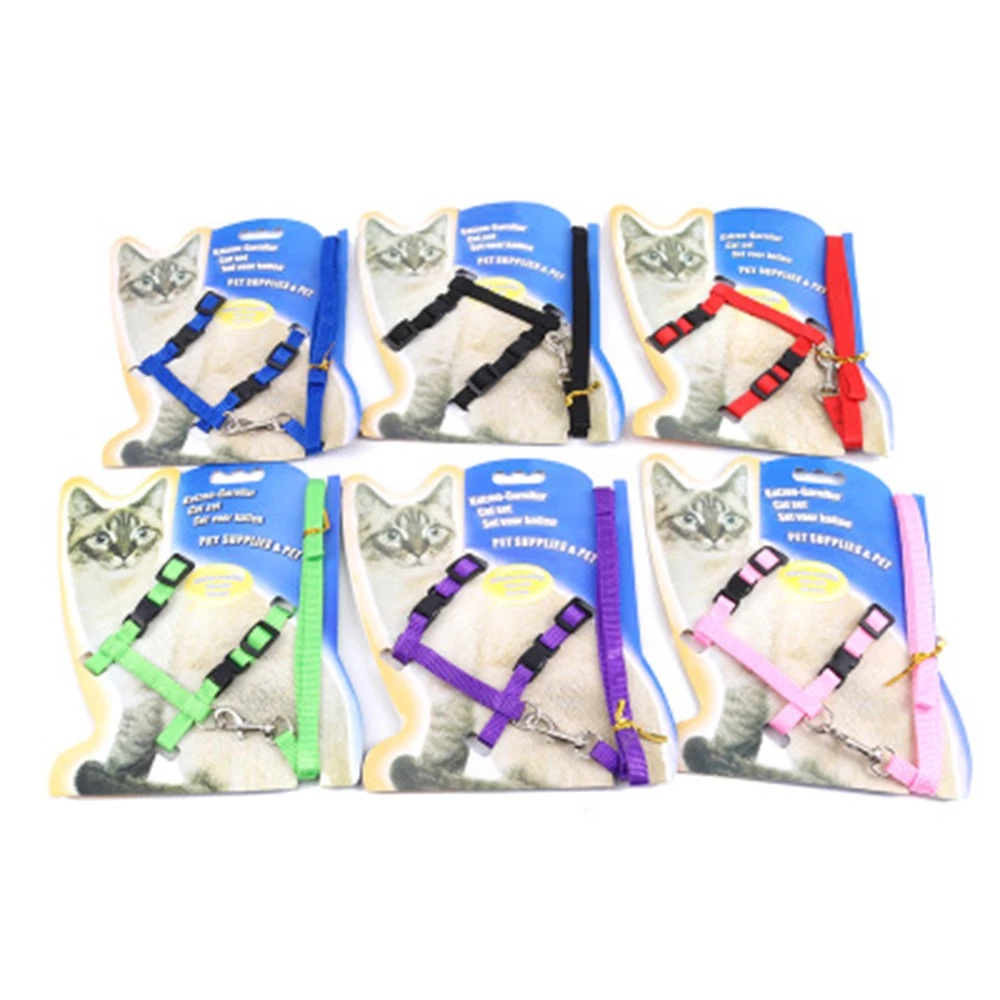 Cat Harness and Leash Adjustable Nylon Halter Harness Kitten Nylon Strap Belt Safety Rope Leads