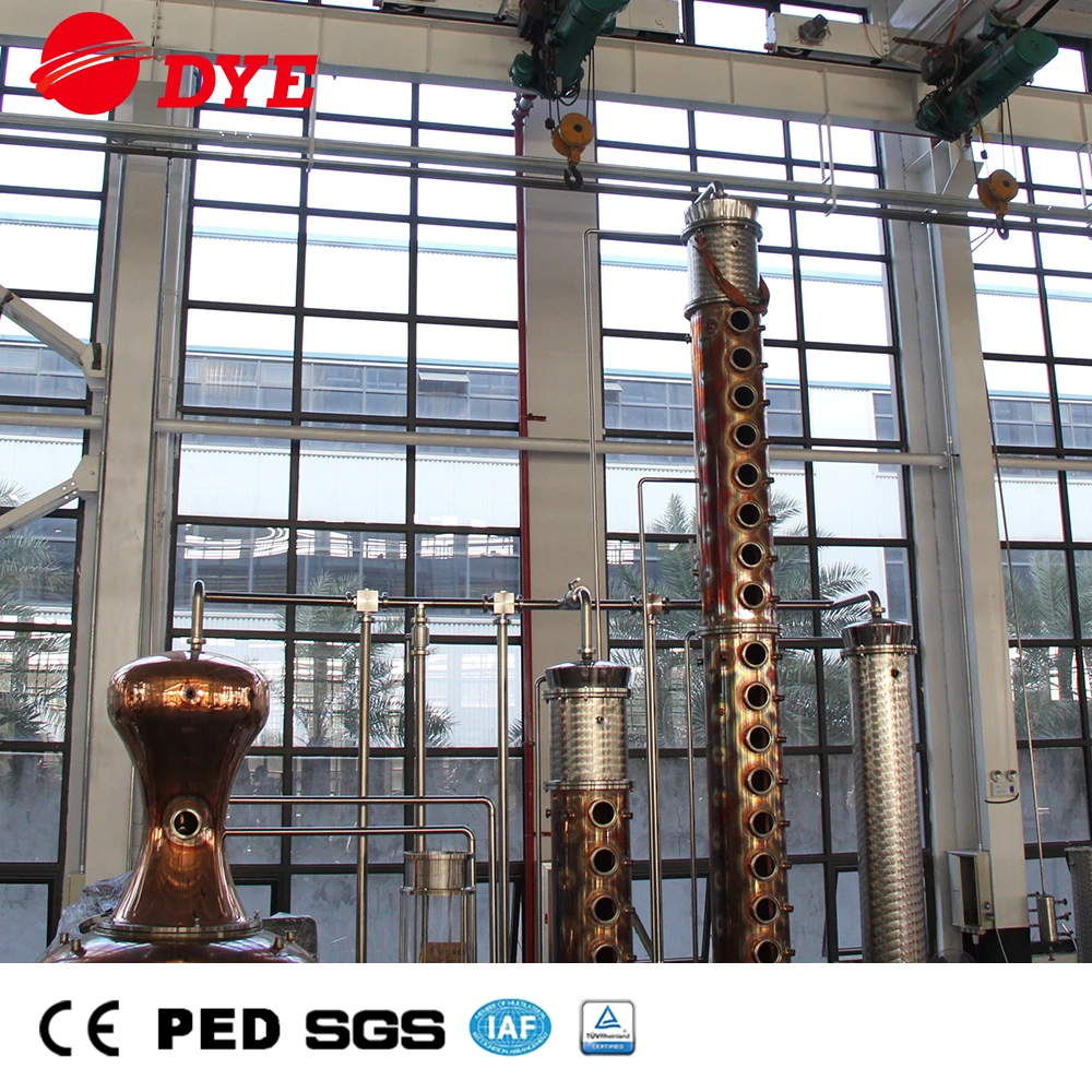 DYE- Vincy 100L- 8000L Industrial copper Alcohol Distillation Column Still Factory Wine Making Equipment for Sale