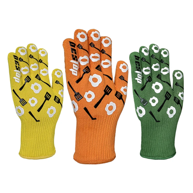 Seeway Heat Resistant Home kitchen Silicone Oven Mitt Silicone Oven Gloves BBQ chef Cooking Grill Gloves