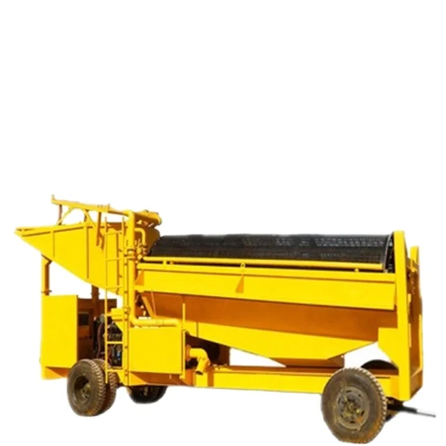 low cost mobile river placer gold sand trommel washing plant