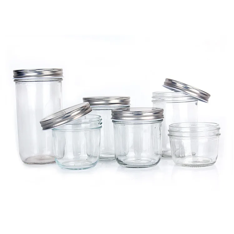 Empty Wide Mouth round Glass Jar 8oz Mason Jar With airtight double lid For Food Jam Honey pickle