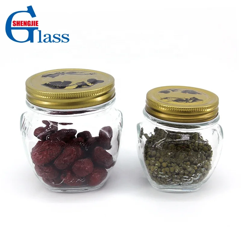 china factory price glass food storage bottles & jars containers Carving Clear GlassHoney Jam Glass Candle Jars with Lids