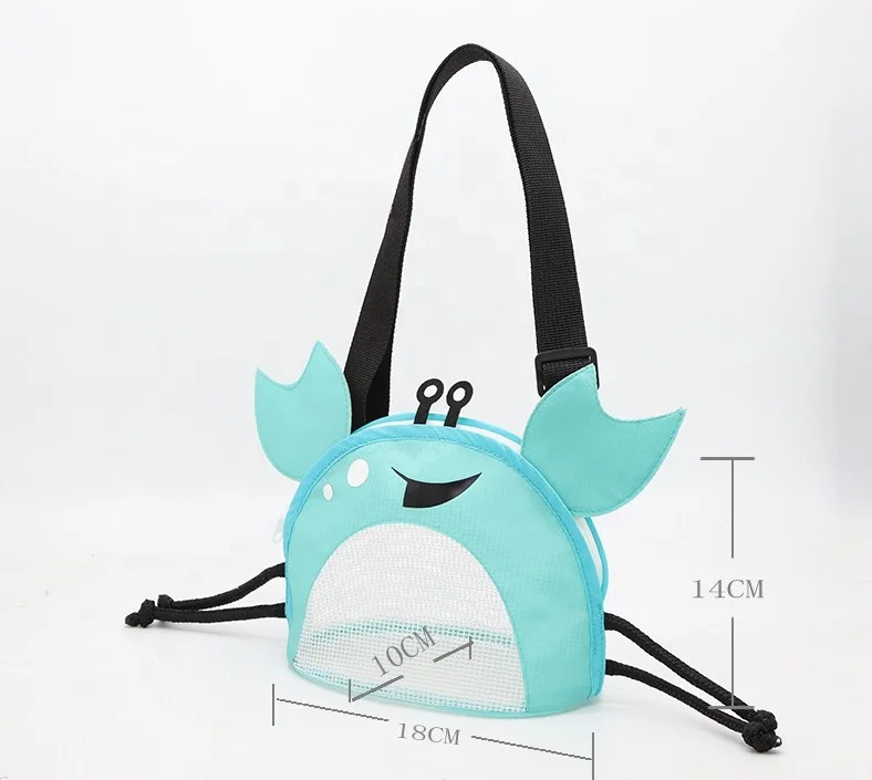 2024 Wholesale Summer Kids Travel Beach Mesh Bag Cartoon Crab Toy Storage Bag Children Shell Collecting Cute Bag