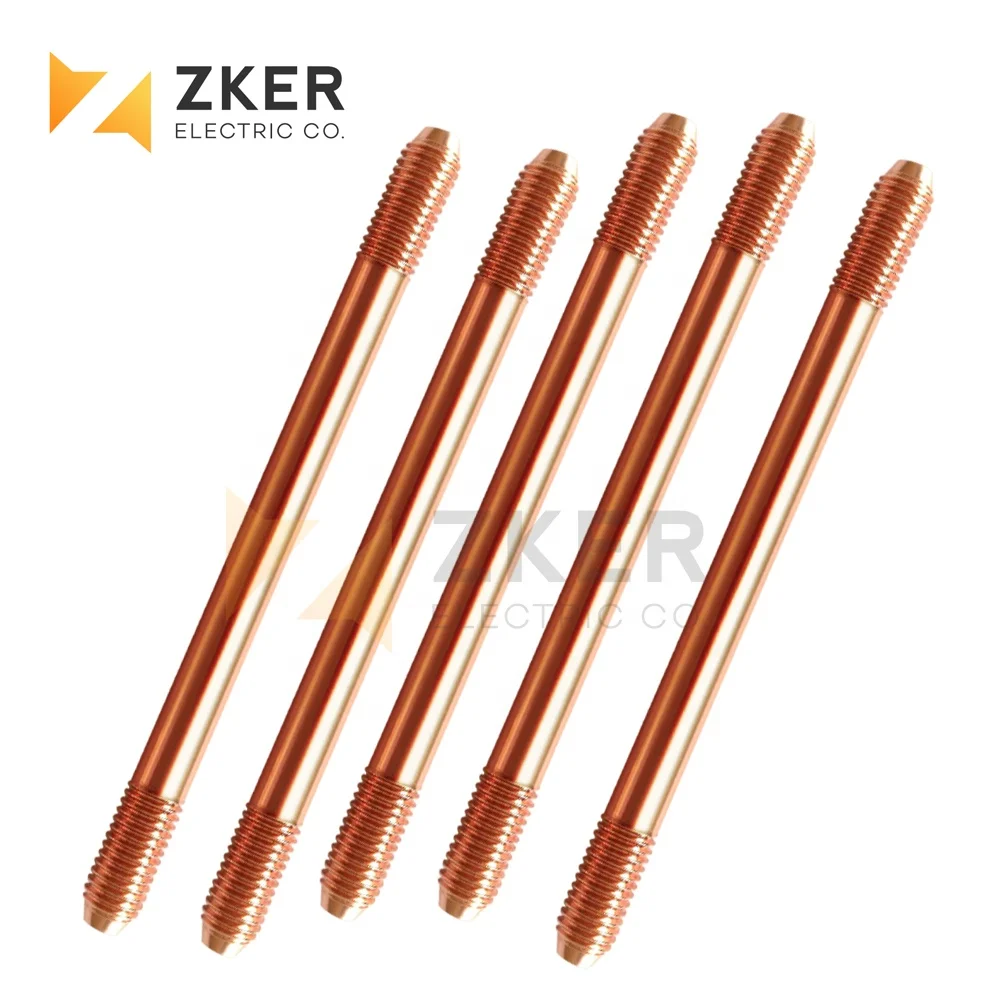 High Conductive Copper Clad Steel Earthing Rod,Two Ends Threaded Copper Grounding Rod