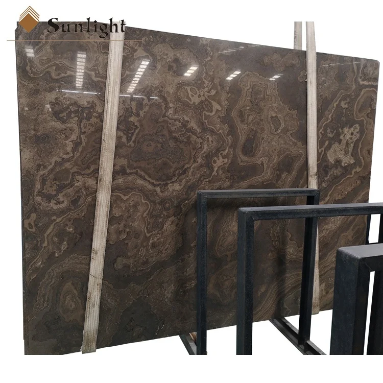 Cross cut Obama wood Brown grain Wooden Vein Grain Brown Marble for sale