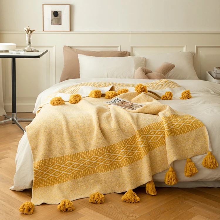 100% Polyester Designed Decorative Plush Sherpa Throw Knitted Blankets