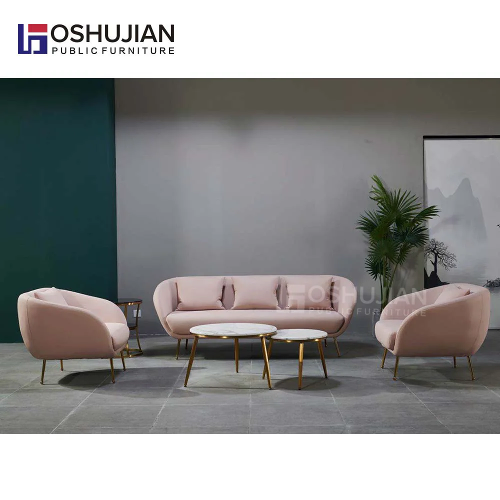 Modern simple  italy style office living room fabric sofa lounge 1+1+3 reception leather office sofa set