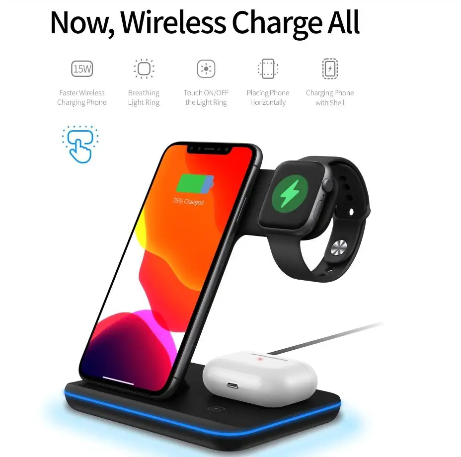 5G 20W 15W беспроводное зарядное устройство для телефона i phone 12 watch наушники зарядка 3 в 1