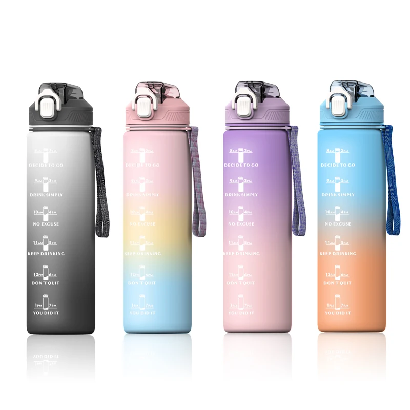 Amazon hot sell plastic drinking plastic sports bottle 1 liter Large capacity motivational water bottle