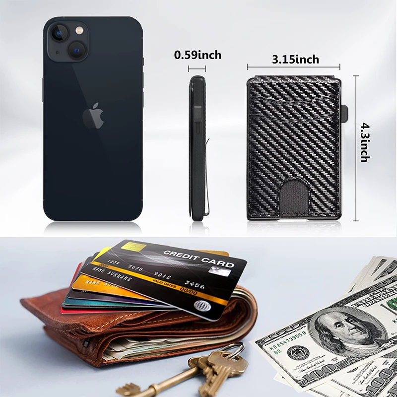 Factory Hot Sale Genuine Leather Pop Up Credit Card Wallet For Man RFID Slim Metal Aluminum Wallet With Metal Money Clip