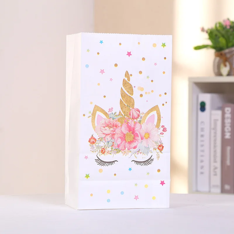 Custom Reusable Folding Shopping Unicorn Paper Gift Bag Unicorn Party Wrapping Bag for Birthday Party Decoration Supplies